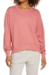 Zella Carey Crew High/low Sweatshirt In Pink Mauve