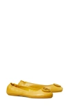 Tory Burch Minnie Travel Ballet Flat In Mustard/ Mustard