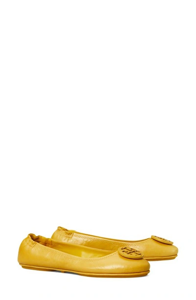 Tory Burch Minnie Travel Ballet Flat In Mustard/ Mustard