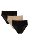 Tc Assorted 3-pack Lace High Cut Briefs In Black/ Black/ Nude