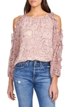 1.state Cold Shoulder Ruffle Sleeve Blouse In Silky Snake