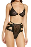 Oh La La Cheri Women's Robynn 2-piece Heart Mesh Bra & Panty Set In Black