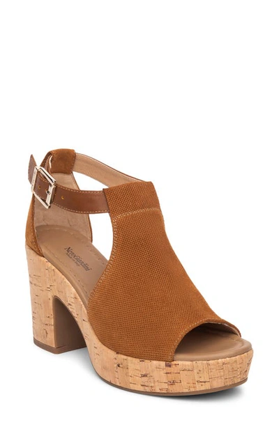 Nerogiardini Suede Cork-heel Platform Sandals In Tobacco