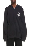 Balenciaga Logo Scissor Oversize Zip Hoodie In 1070 Black/white