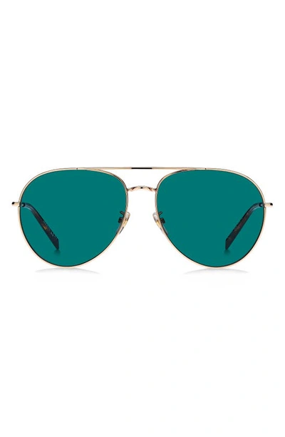 Givenchy 61mm Aviator Sunglasses In Gold Copper/ Grey Shaded