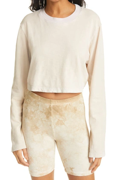 Cotton Citizen Tokyo Long-sleeve Crop Top In Vintage Oatmeal