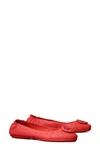 Tory Burch Minnie Travel Ballet Flat In Brilliant Red/ Bright Azalea