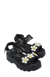 Melissa X Lazy Oaf Kick Off Lug Sole Platform Sandal In Black/ White/ Yellow