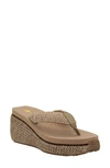 Volatile Island Platform Flip Flop In Natural Raffia Fabric