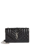 Saint Laurent Small Cassandre Leather Crossbody Bag In Nero/ Nero/ Nero