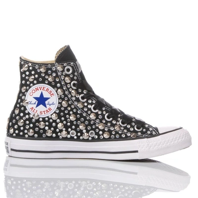 Converse Womens Black Fabric Hi Top Sneakers In White