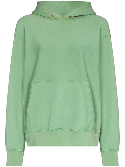 Les Tien Cropped Cotton Sweatshirt Hoodie In Green