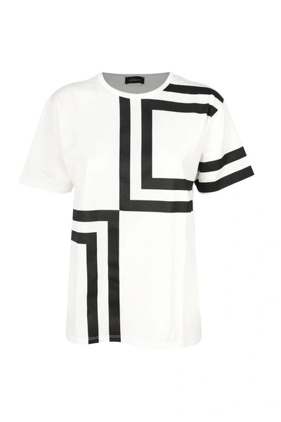 Les Copains Geometric Print T-shirt In White