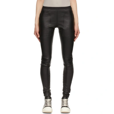 Rick Owens Stretch-leather And Cotton-blend Leggings In Black