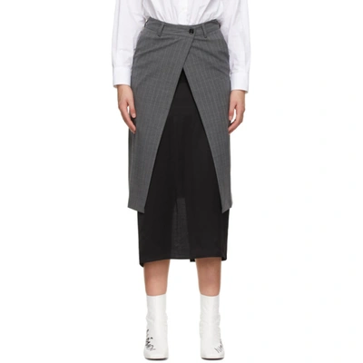 Mm6 Maison Margiela Grey Transformative Layer Skirt In 001f Grey Stripe