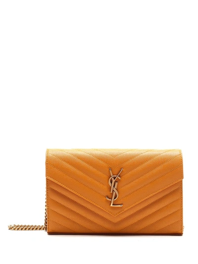 Saint Laurent Envelope Chain Clutch Bag In Yellow