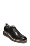 Cole Haan Original Grand Ultra Wingtip In Black Leather/ Quiet Shade