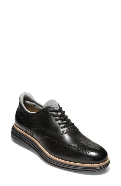 Cole Haan Original Grand Ultra Wingtip In Black Leather/ Quiet Shade