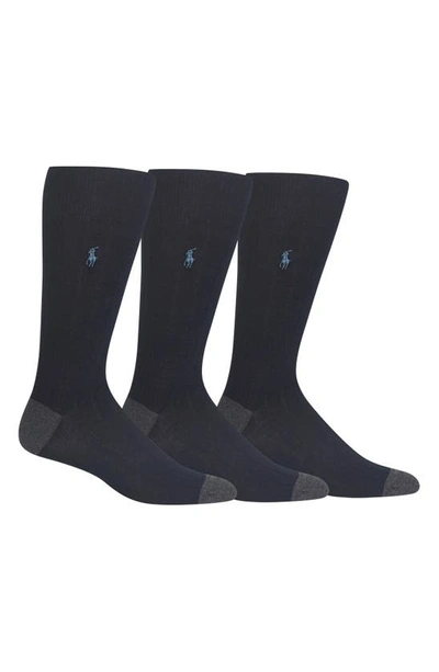 Polo Ralph Lauren Men's 3-pk. Super-soft Ribbed Dress Socks In Navy