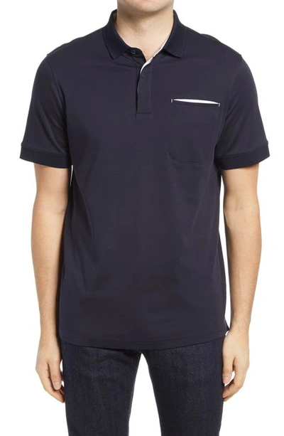Bugatchi Pima Cotton Short Sleeve Polo Shirt In Navy