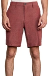 Rvca Back In Hybrid Shorts In Oxblood Red
