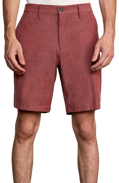 Rvca Back In Hybrid Shorts In Oxblood Red