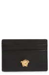 Versace Medusa Leather Card Case In 1r14v Canna-canna- Gold