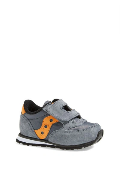 Saucony Babies' Jazz Hook & Loop Sneaker In Grey/ Orange