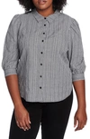 COURT & ROWE EMBROIDERED GINGHAM COTTON BUTTON UP BLOUSE,3920017