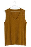 Madewell Whisper Cotton V-neck Tank In Weathered Olive