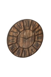 WILLOW ROW BROWN WOOD WALL CLOCK WITH BLACK ACCENTS,758647981342