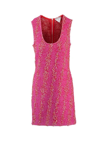 Bottega Veneta Textured-finish Sleeveless Dress In Pink,fuchsia,red