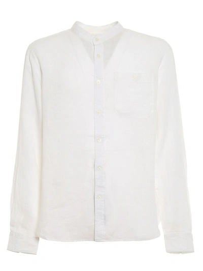 Woolrich Mandarin Collar Linen Shirt In White
