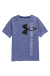 Under Armour Big Boys Tech Split Logo Hybrid Short Sleeve T-shirt In Royal / / Black