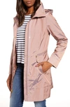 Cole Haan Signature Back Bow Packable Hooded Raincoat In Mauve