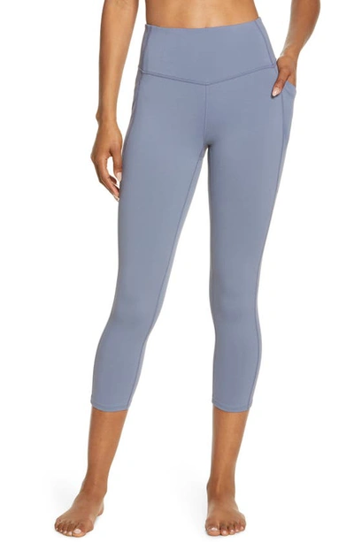 Zella Live In High Waist Pocket Crop Leggings In Grey Folkstone