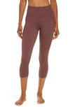 Zella Live In High Waist Pocket Crop Leggings In Burgundy Huckle