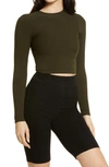 NAKED WARDROBE SNATCHED BUSTIER LONG SLEEVE CROP TOP,NW-T0299