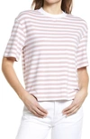 Nordstrom Crewneck T-shirt In White- Pink Stripe