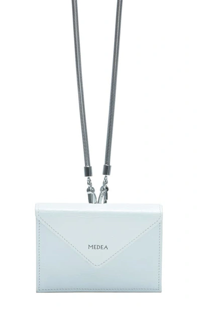 Medea Micro Mini Leather Clutch Necklace In White Lux