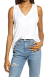 Madewell Whisper Shout Cotton V-neck Tank In Optic White