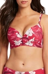 Sea Level Cross Front Floral Molded Bikini Top In Red