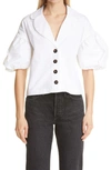 KIKA VARGAS ANTONIA PUFF SLEEVE COTTON TOP,ANTONIA