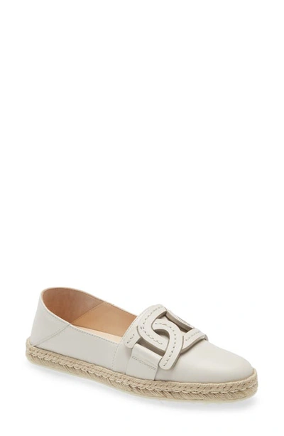 Tod's Round-toe Raffia-sole Espadrilles In White,beige