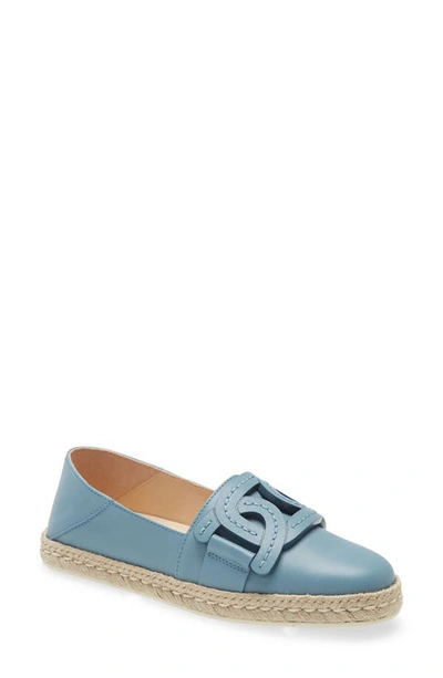 Tod's Kate Chain Detail Convertible Espadrille Flat In Blue