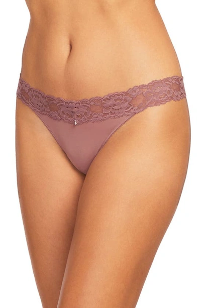 Montelle Intimates Lace Thong In Mauve Mist