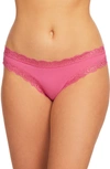Fleur't Iconic Lace-trim Thong In Sweet Pink