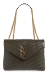 Saint Laurent Medium Loulou Matelasse Leather Shoulder Bag In Pebble/ Pebble