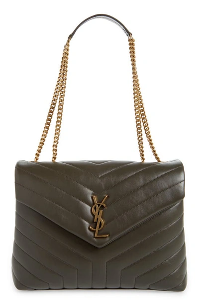 Saint Laurent Medium Loulou Matelasse Leather Shoulder Bag In Pebble/ Pebble