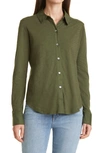 Theory Riduro C.nebulous Organic Cotton Slub Long Sleeve Button-up Shirt In Clover